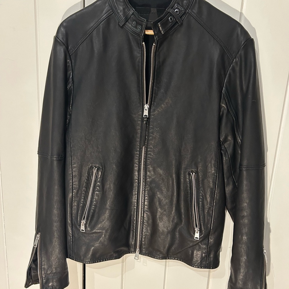 All Saints Black Leather Men's Jacket